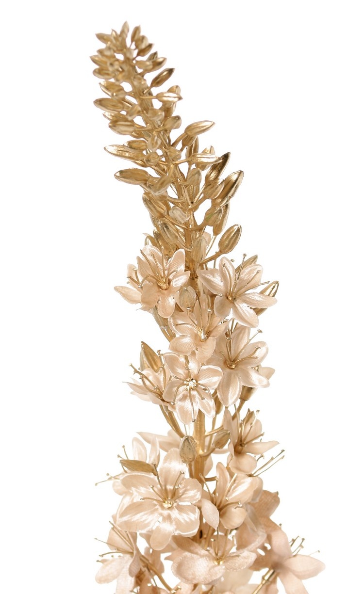 Eremurus (fluweel & satijn) met plastic gouden steel & knoppen, 110 cm