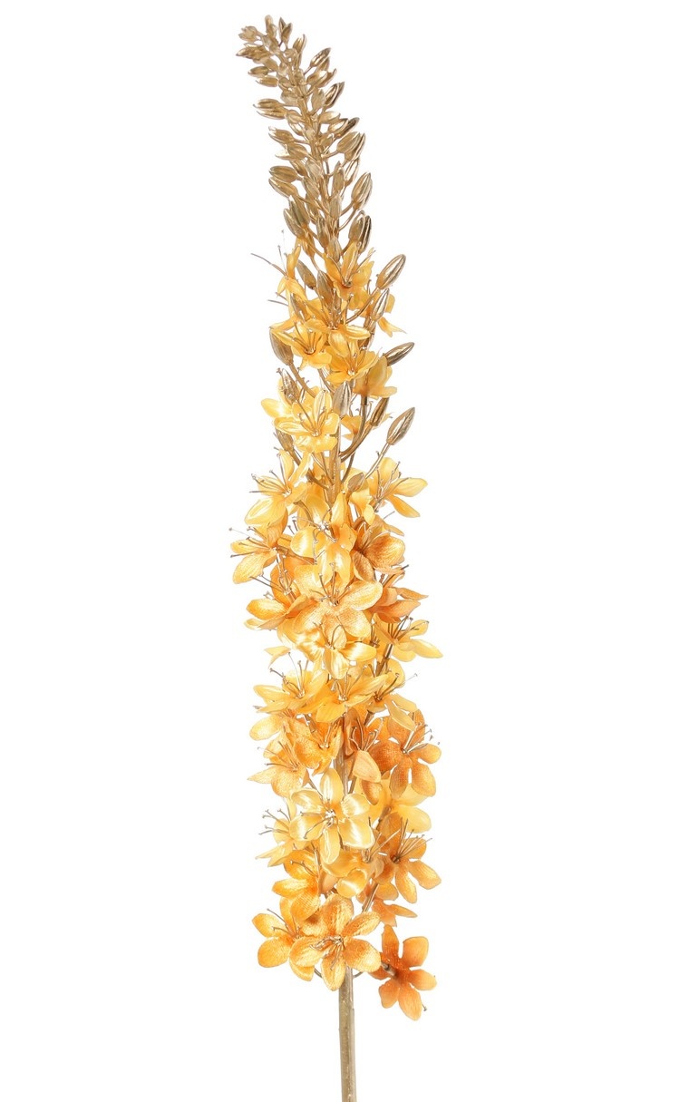 Eremurus (fluweel & satijn) met plastic gouden steel & knoppen, 110 cm