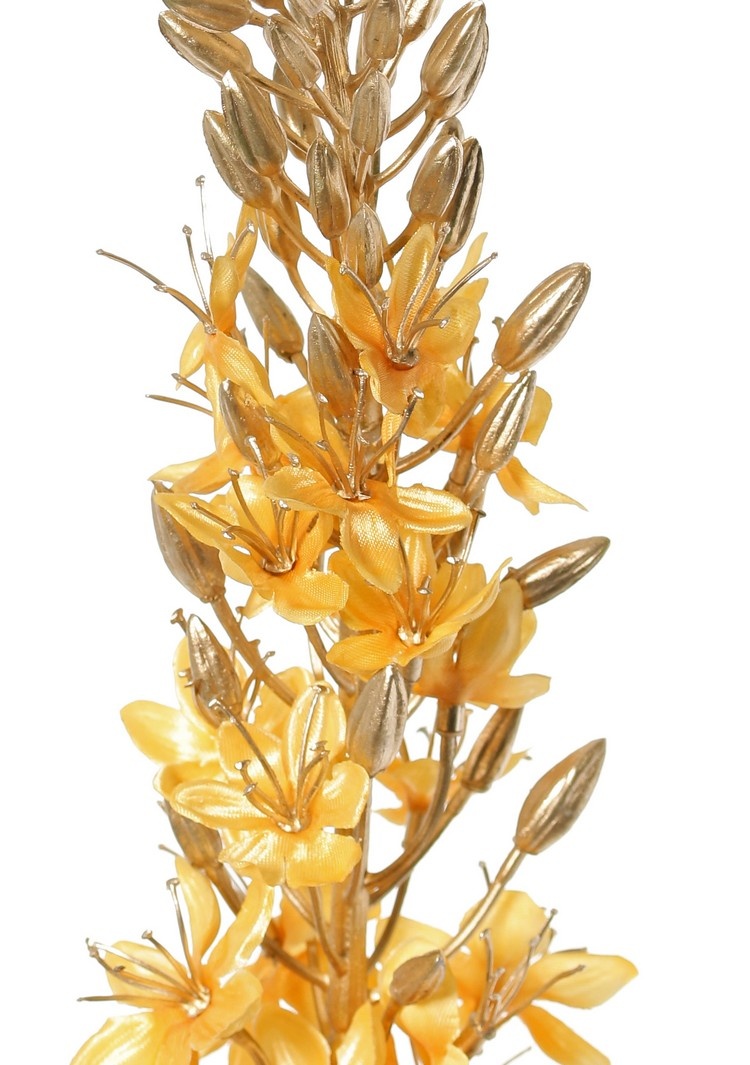 Eremurus (terciopelo y satén) con tallo y capullos dorados de plástico, 110 cm