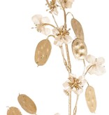 Lunaria (Silberdollar) (satiniert), 20 Blumen, 20 goldene Dollars, goldener Kunststoffstiel, 84 cm