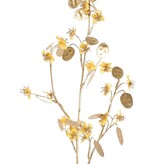 Lunaria (Silberdollar) (satiniert), 20 Blumen, 20 goldene Dollars, goldener Kunststoffstiel, 84 cm