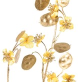 Lunaria (Silver Dollars) (satin) spray, 20 flowers, 20 'golden' dollars, plastic golden stem, 84 cm