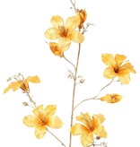 Bauhinia-Zweig (Samt), 6 Blüten, 3 Blütenknospen, 7 Blattbüschel & 7 Knospen & goldener Stiel 115 cm