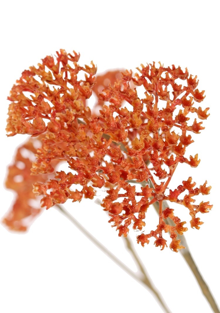 Achillea - Duizendblad (kunststof) 5x vertakt, 21 bloemtrossen (Ø 4 cm), 71 cm