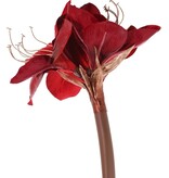 Amaryllis 'Glamour', 3 bloemen Ø 9 cm, H. 14 cm, (velvet & polyester), gouden plastic meeldraden, 69 cm