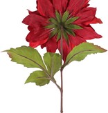 Dahlia 'Glamour', 1 flower: Ø 18cm (velvet & polyester) & 2 polyester leaves (1 L / 1 Med.), 60 cm