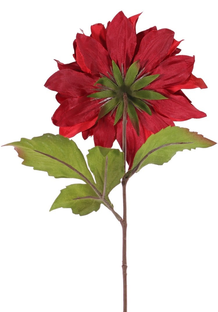 Dahlia 'Glamour', 1 fleur: Ø 18cm (velours & polyester) & 2 feuilles, 60 cm