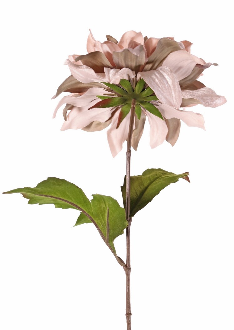 Dahlia 'Glamour', 1 fleur: Ø 18cm (velours & polyester) & 2 feuilles, 60 cm