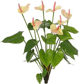 Anthurium (Aronskelk) met 7 plastic bloemen & 22 polyester bladeren, 53 cm