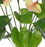 Anthurium (Arum) mit 7 Kunststoffblüten und 22 Polyesterblättern, 53 cm