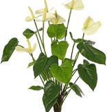 Anthurium (Arum) mit 7 Kunststoffblüten und 22 Polyesterblättern, 53 cm