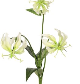 Lily gloriosa (climbing lily) 'mini', with 3 polyester flowers & 4 leaves, 50 cm