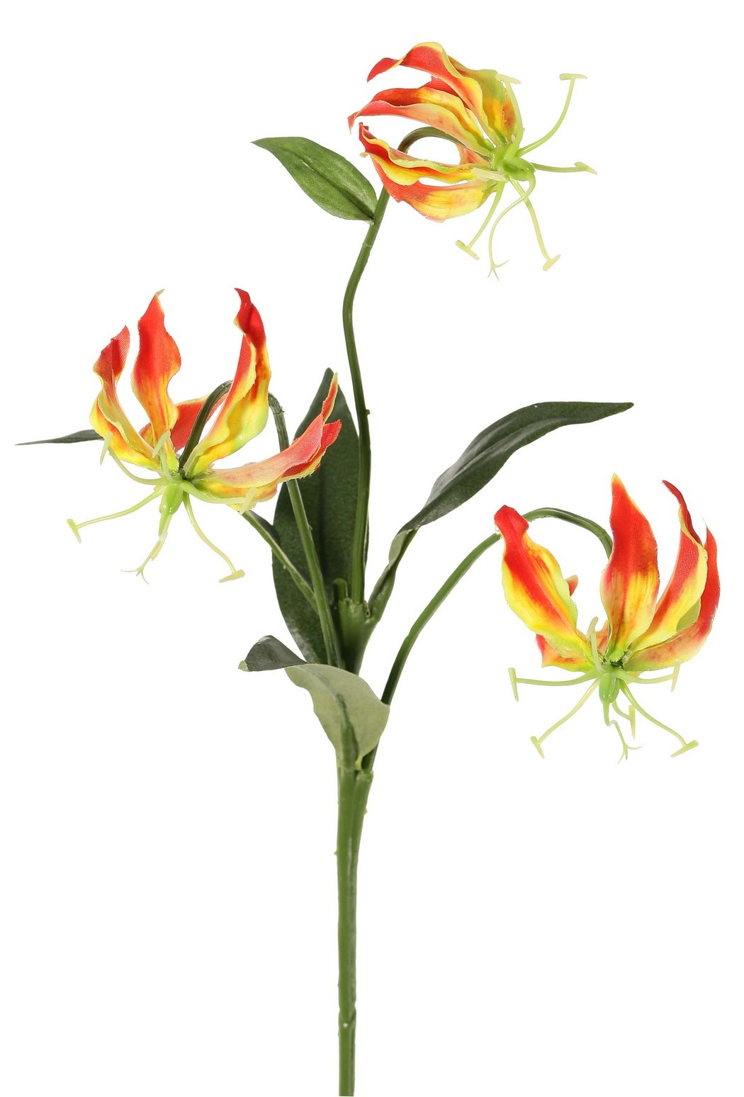 Lelie gloriosa (Klimlelie) 'mini', met 3 polyester bloemen & 4 bladeren, 50 cm