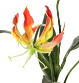 Lily gloriosa (climbing lily) 'mini', with 3 polyester flowers & 4 leaves, 50 cm