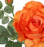 Roos (Rosa) 'Garden art' met 1 bloem Ø 11 cm, 1 knop Ø 2 cm & 20 bladeren, 65 cm