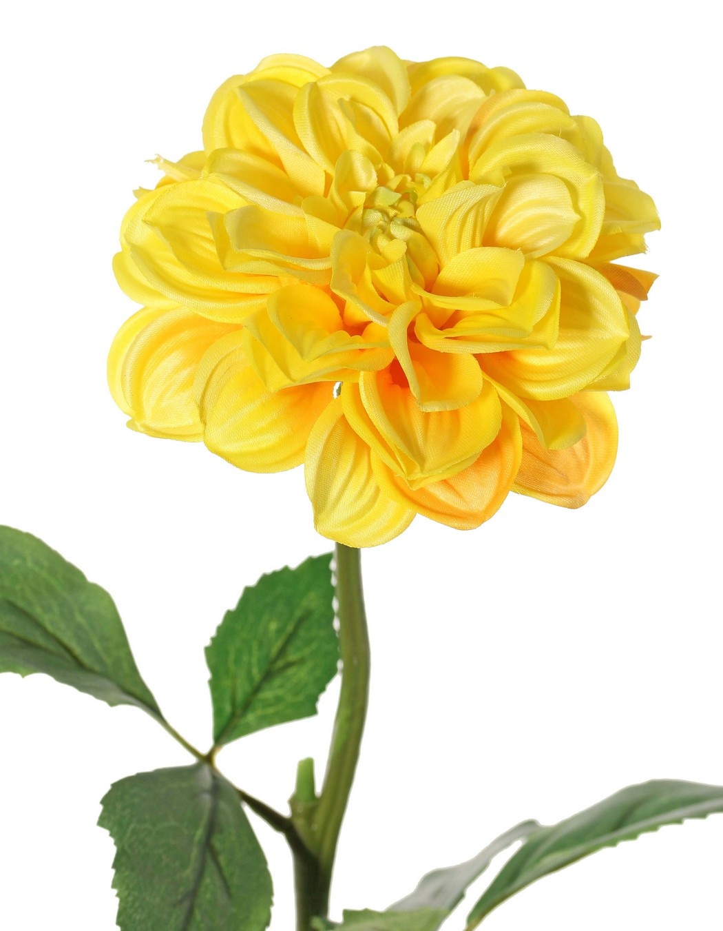 Dahlia, 1 polyester bloem Ø 11 cm, 2 sets blad (6 stuks) 58 cm