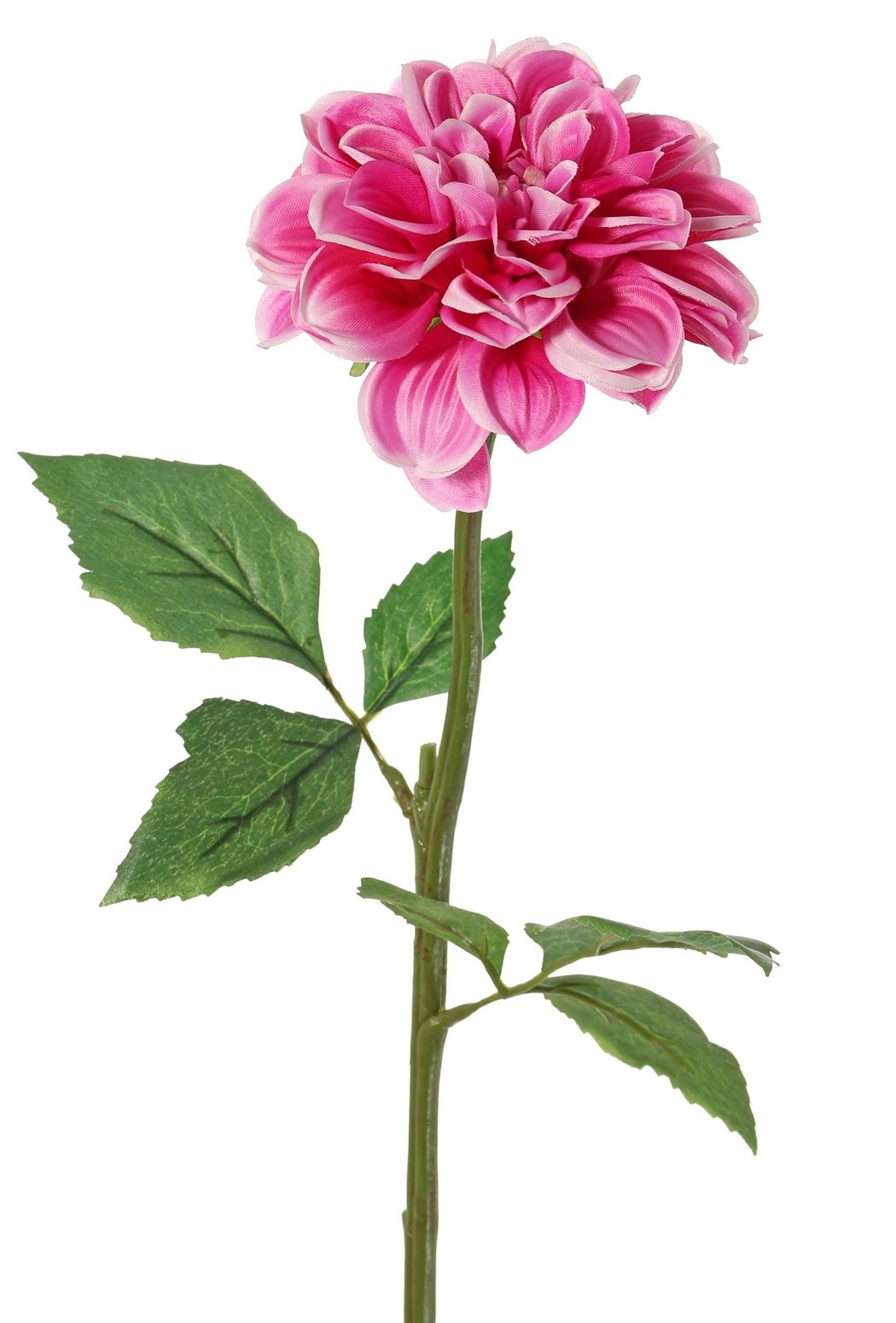 Dahlia, 1 polyester flower Ø 11 cm, 2 sets of leaves (6 pieces) 58 cm