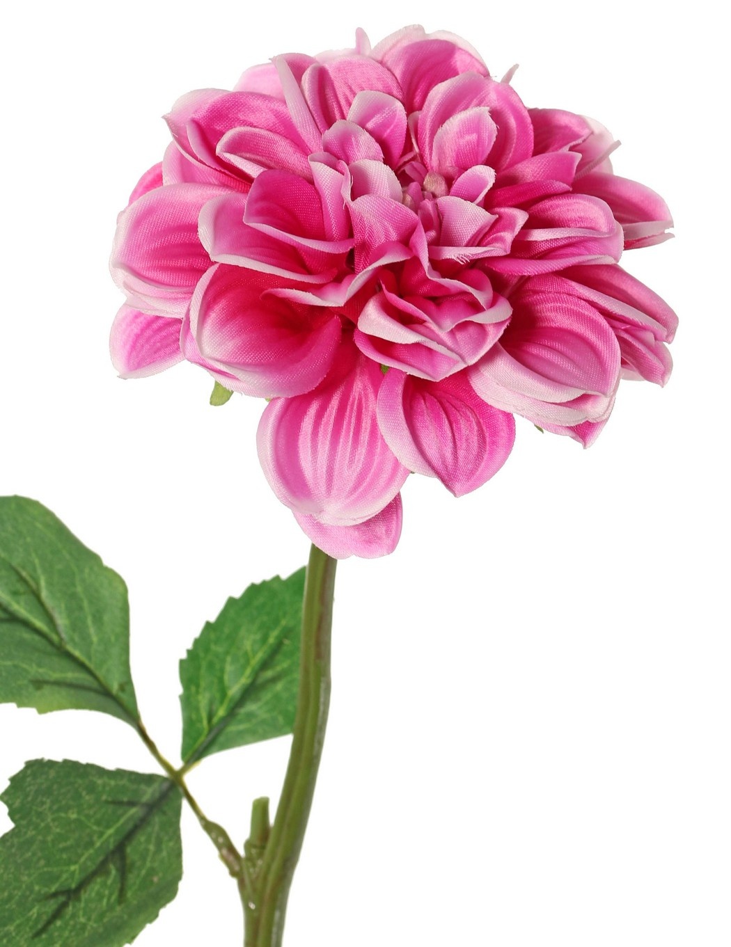 Dahlia, 1 polyester flower Ø 11 cm, 2 sets of leaves (6 pieces) 58 cm