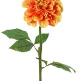 Dahlia, 1 polyester flower Ø 11 cm, 2 sets of leaves (6 pieces) 58 cm