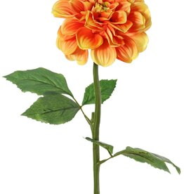 Dahlia, 1 polyester flower Ø 11 cm, 2 sets of leaves (6 pieces) 58 cm