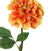 Dahlia, 1 polyester bloem Ø 11 cm, 2 sets blad (6 stuks) 58 cm