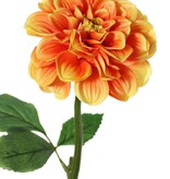 Dahlie, 1 Polyesterblume Ø 11 cm, 2 Blattsätze (6 Stück) 58 cm