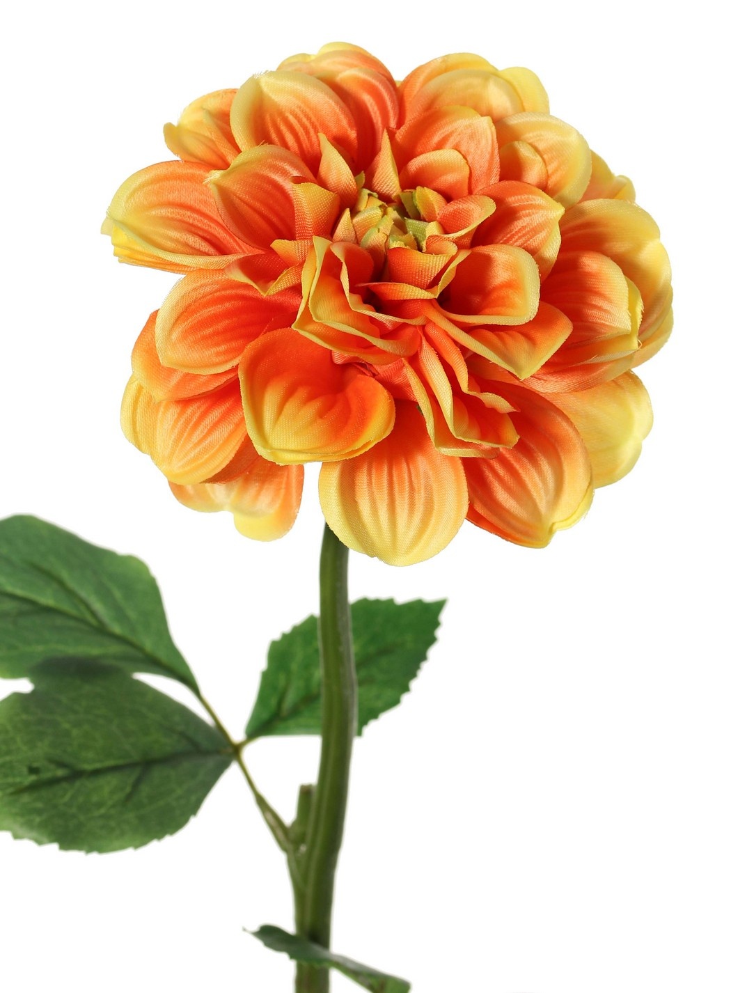 Dahlia, 1 polyester flower Ø 11 cm, 2 sets of leaves (6 pieces) 58 cm