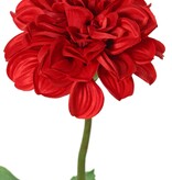 Dahlia, 1 polyester bloem Ø 11 cm, 2 sets blad (6 stuks) 58 cm