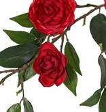 Camellia (Japanse roos) bloementak met 6 bloemen (2 XL/ 1 M/ 3 S) & 21 bladeren, 76 cm