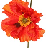 Poppy 'Meadow' with 2 large flowers (Ø 13/11 cm) & 1 large bud 7 cm, flocked stem, 90 cm