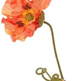 Papaver 'Meadow' met 2 grote bloemen (Ø 13/ 11 cm) & 1 grote knop 7 cm, geflockte steel, 90 cm