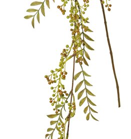 Hanging berry branch, with 11 berry tufts (5 L/ 6 S) & 5 leaf tufts (60 leaves), 120 cm
