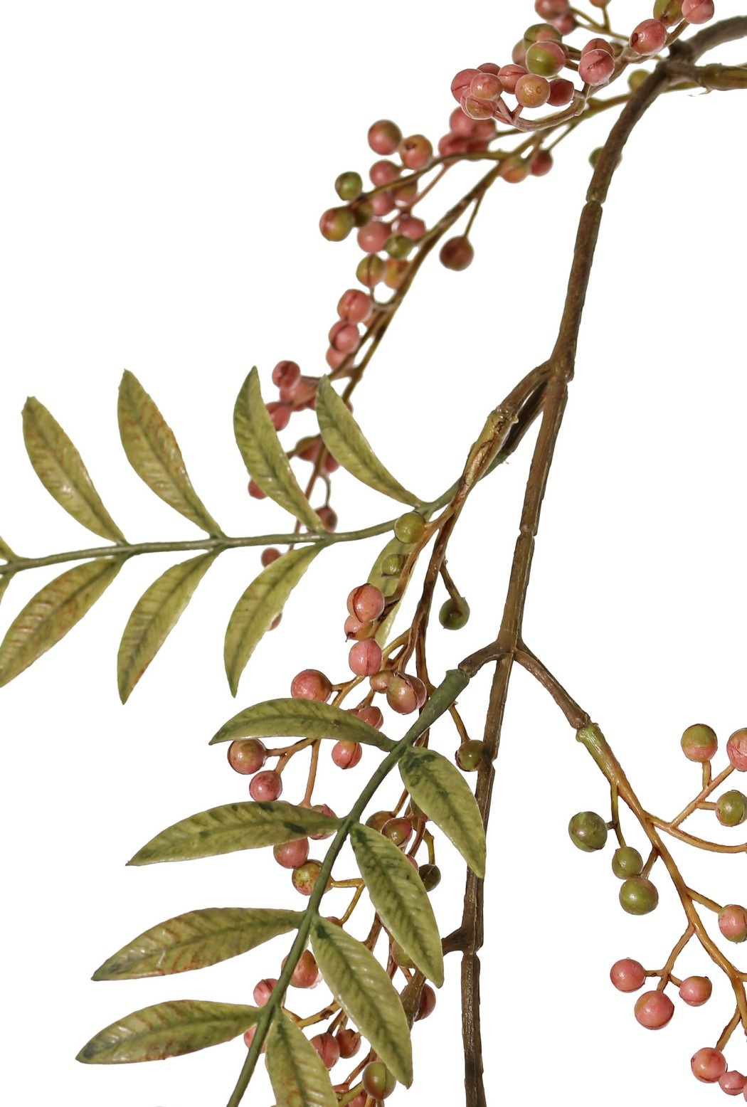 Hanging berry branch, with 11 berry tufts (5 L/ 6 S) & 5 leaf tufts (60 leaves), 120 cm