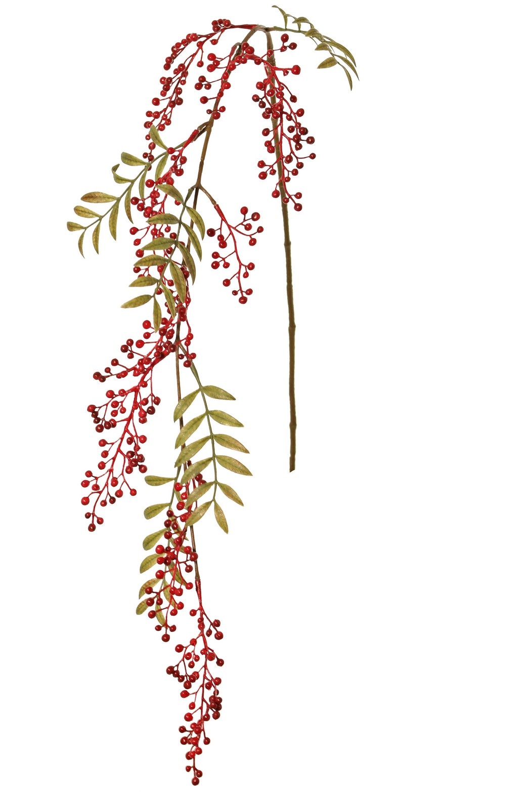 Hanging berry branch, with 11 berry tufts (5 L/ 6 S) & 5 leaf tufts (60 leaves), 120 cm
