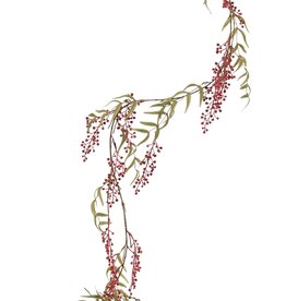 Peperbessenslinger met 17 clusters bessen (15 cm lang) & 16 bladtoeven, 180 cm