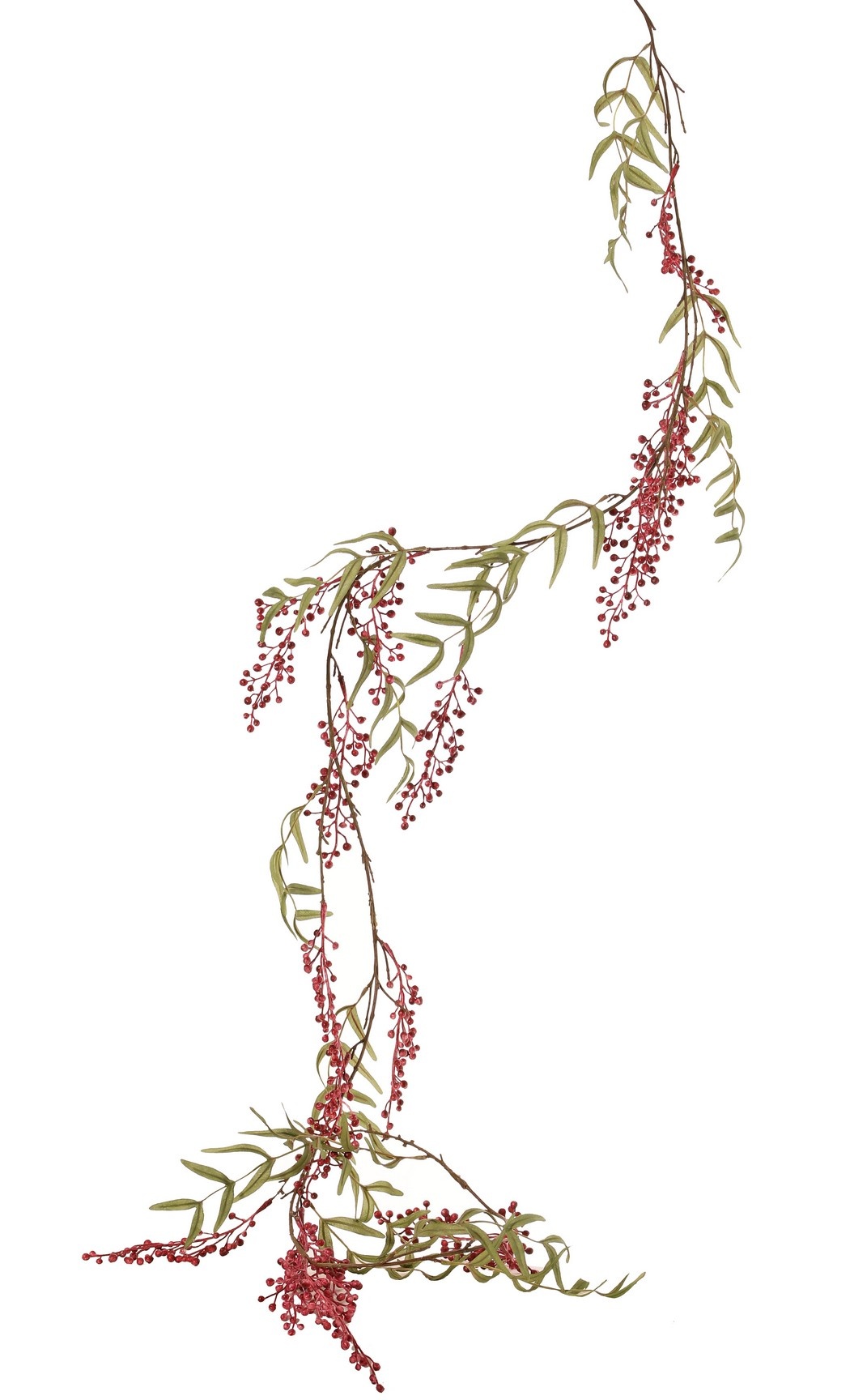 Peperbessenslinger met 17 clusters bessen (15 cm lang) & 16 bladtoeven, 180 cm