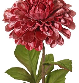 Dahlia Ø 13 cm, terciopelo 'Glamour' con 3 juegos de hojas, 58 cm