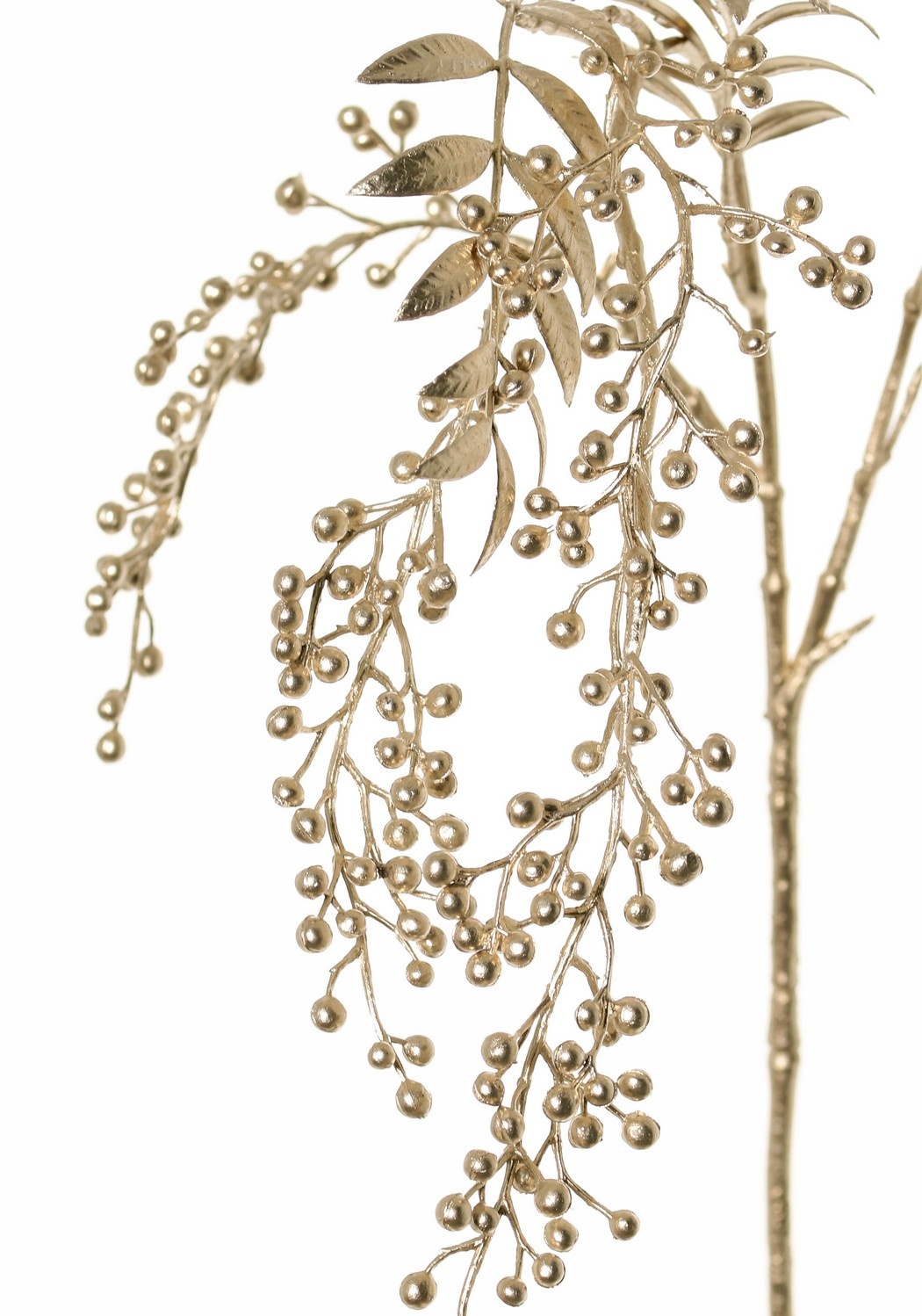 Pepperberries spray 'Light Metallic', 5 clusters of berries (15 cm) & 3 sets leaves, (1 pc bag) 81cm