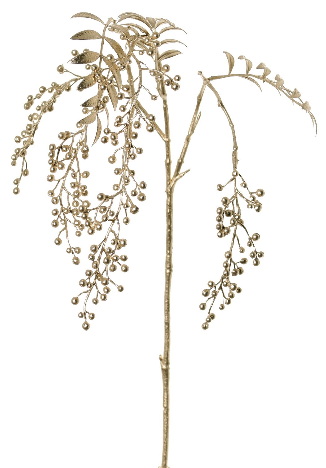 Pepperberries spray 'Light Metallic', 5 clusters of berries (15 cm) & 3 sets leaves, (1 pc bag) 81cm
