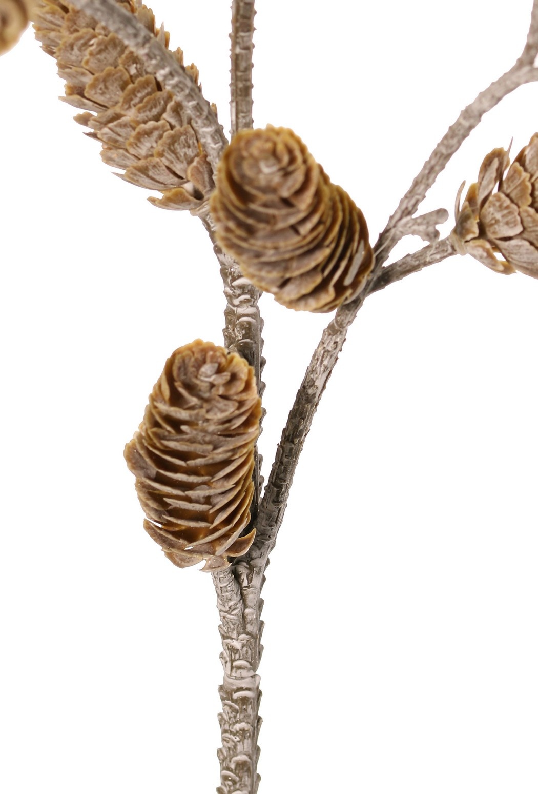 Pine Cone Branch 'Indy' 3x branched, with 14 plastic pine cones, whitewash, 75 cm