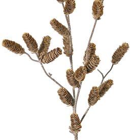 Pine Cone Branch 'Indy', 4x branched, with 21 plastic pine cones (6 x 2 cm), whitewashed, 95 cm