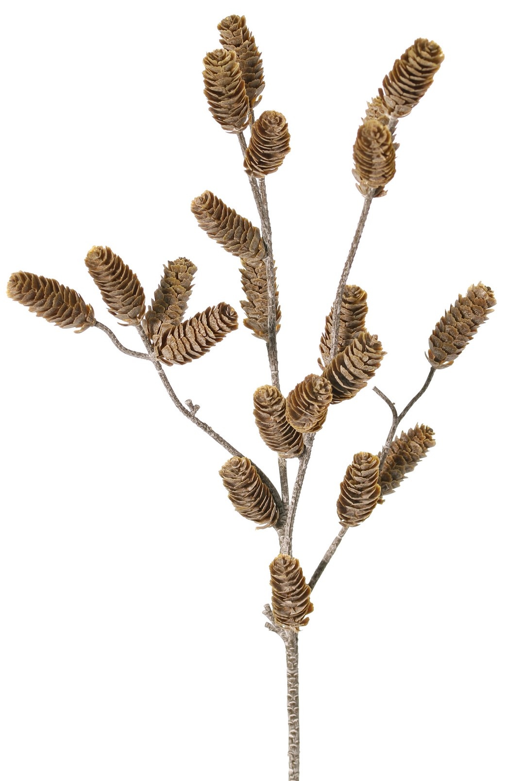 Pine Cone Branch 'Indy', 4x branched, with 21 plastic pine cones (6 x 2 cm), whitewashed, 95 cm