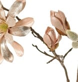 Magnolia fluweel 'Glamour' met 3 bloemen (Ø 10 cm), 4x bloemknoppen & 4 natuurlijke knoppen, 88 cm