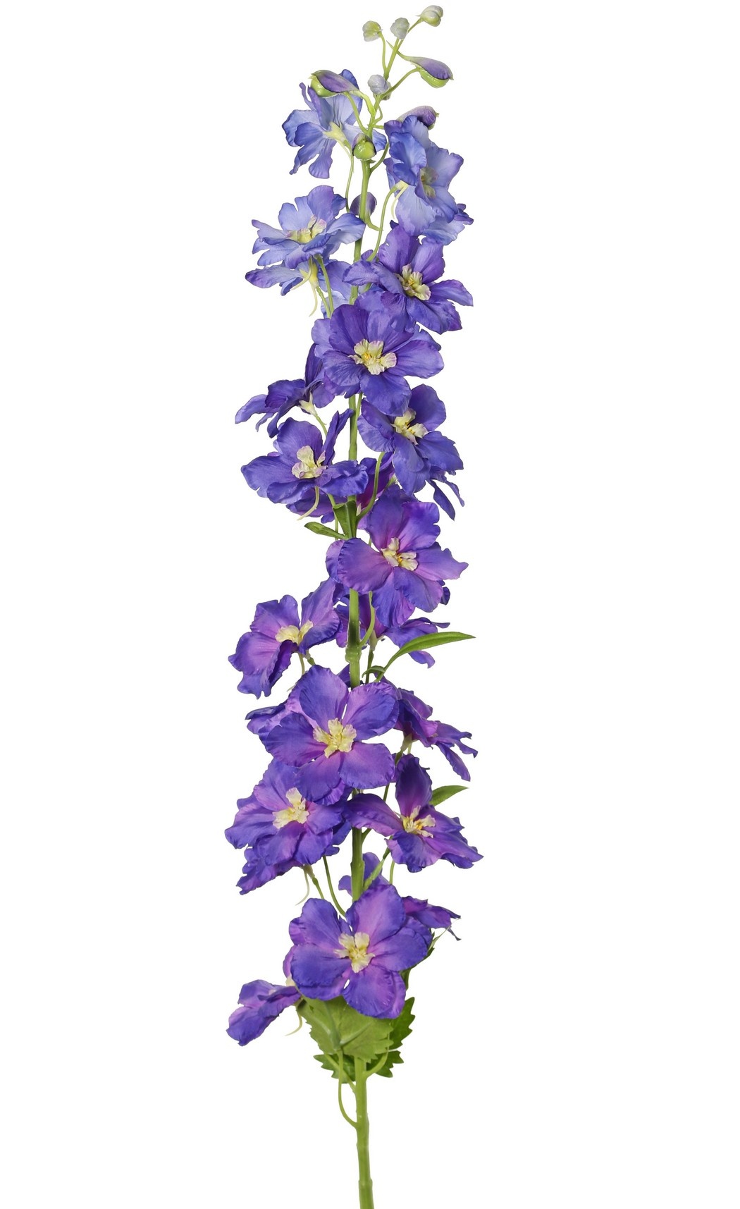Delphinium (larkspur) 'XL' with 26 polyester flowers, 6 leaves & 10 buds, 127 cm