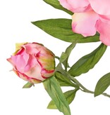 Peony with 1 open flower Ø 15 cm & 1 bud Ø 4 cm, 19 petals, 65 cm RECYCLED