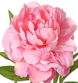 Peony with 1 open flower Ø 15 cm & 1 bud Ø 4 cm, 19 petals, 65 cm RECYCLED