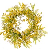 Kransmix mimosa 16 clusters blad/gipskruid 12 clusters bloemen, binnen Ø 15 cm, buiten Ø 35 cm