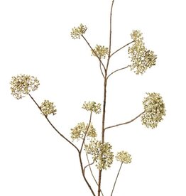 Viburnum berry branch x3, with 12 berry tufts (foam), plastic brown stem, 120 cm