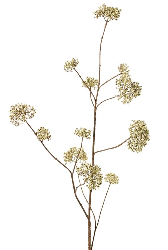 Viburnum berry branch x3, with 12 berry tufts (foam), plastic brown stem, 120 cm