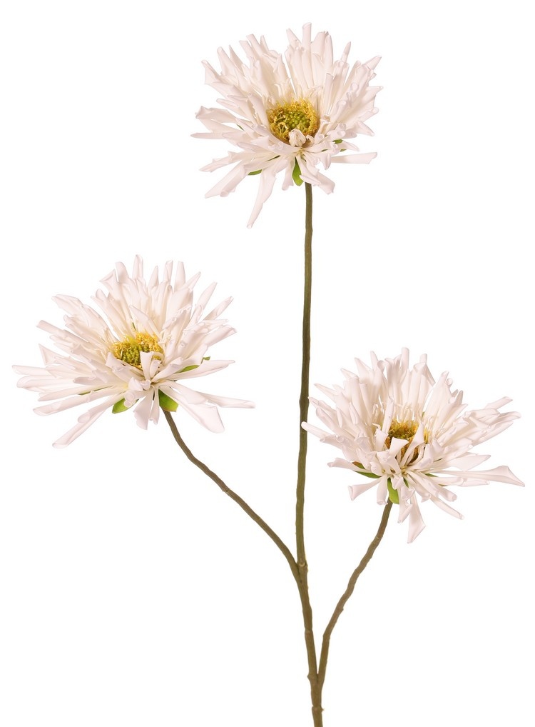 Spinchrysant met 3 bloemen, Ø 11 cm, 75 cm, real touch